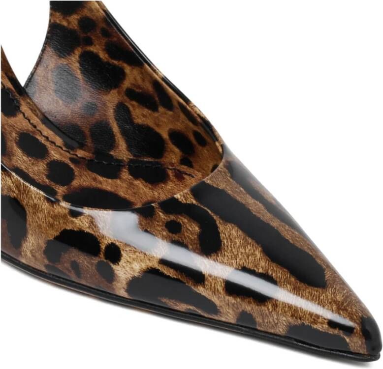 Dolce & Gabbana Animalier Bruin Kalfsleren Slingback Pumps Bruin Dames