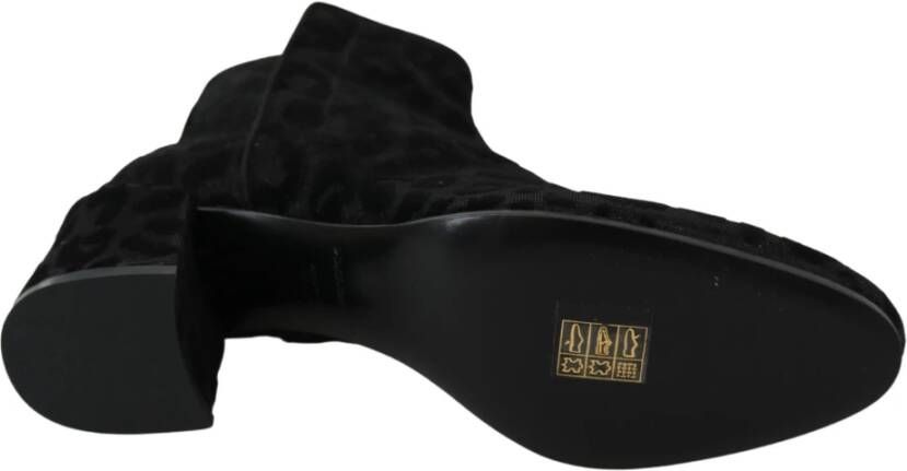 Dolce & Gabbana Zwarte Luipaard Korte Laarzen met Rits Black Dames - Foto 2