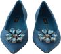 Dolce & Gabbana Blauwe Suède Kristallen Loafers Platte Schoenen Blue Dames - Thumbnail 6