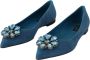 Dolce & Gabbana Blauwe Suède Kristallen Loafers Platte Schoenen Blue Dames - Thumbnail 7