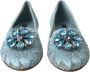 Dolce & Gabbana Blauwe Kant Kristallen Platte Schoenen Blue Dames - Thumbnail 12