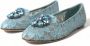 Dolce & Gabbana Blauwe Kant Kristallen Platte Schoenen Blue Dames - Thumbnail 4