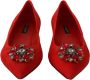 Dolce & Gabbana Rode Slip-On Flats met Kristallen Red Dames - Thumbnail 12