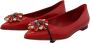 Dolce & Gabbana Rode Leren Kristallen Loafers Platte Schoenen Red Dames - Thumbnail 2