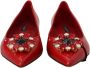 Dolce & Gabbana Rode Leren Kristallen Loafers Platte Schoenen Red Dames - Thumbnail 7