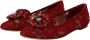Dolce & Gabbana DG Red Crystal Loafers Lace Ballet Flats schoenen Rood Dames - Thumbnail 5