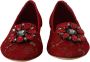Dolce & Gabbana DG Red Crystal Loafers Lace Ballet Flats schoenen Rood Dames - Thumbnail 6