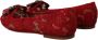 Dolce & Gabbana DG Red Crystal Loafers Lace Ballet Flats schoenen Rood Dames - Thumbnail 7