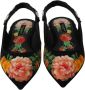 Dolce & Gabbana Black Floral Crystal Slingbacks Flats Shoes Zwart Dames - Thumbnail 4