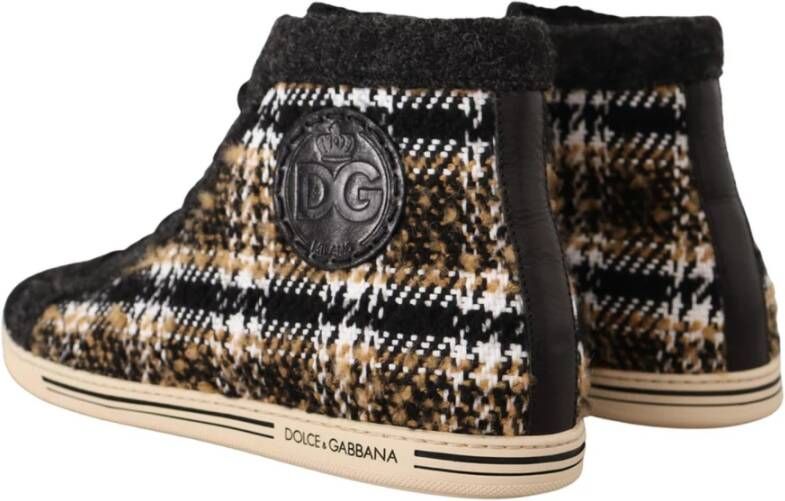 Dolce & Gabbana Beige Bruin Logo High Top Sneakers