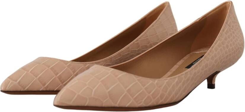Dolce & Gabbana Beige Leren Kitten Heels Pumps Pink Dames