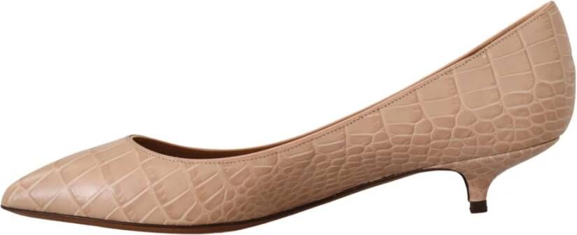 Dolce & Gabbana Beige Leren Kitten Heels Pumps Pink Dames