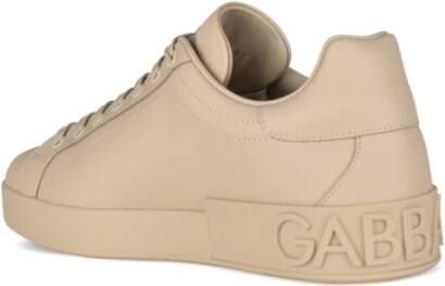 Dolce & Gabbana Beige Leren Lage Sneakers Beige Heren