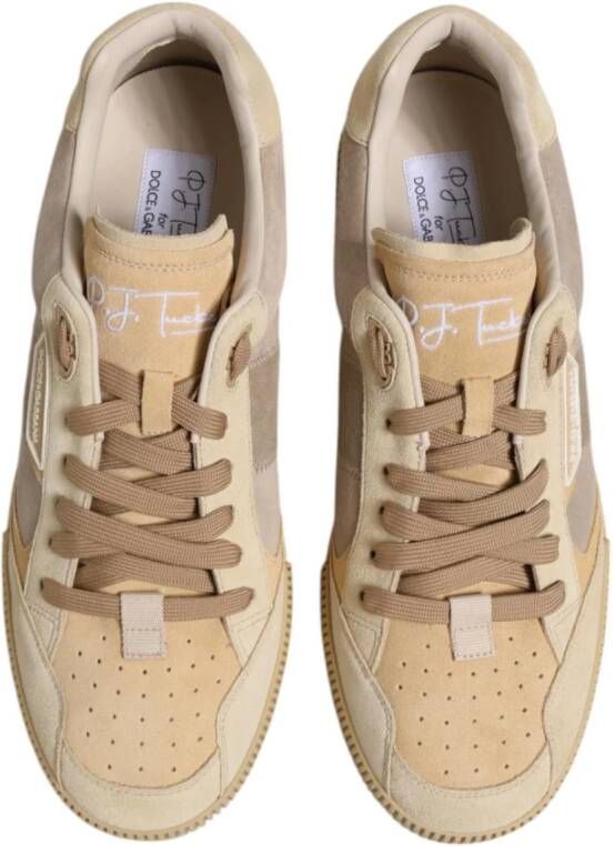 Dolce & Gabbana Beige Leren Logo Sneakers