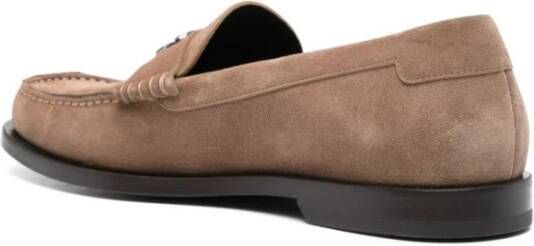 Dolce & Gabbana Beige Logo Loafers met Vierkante Neus Beige Heren