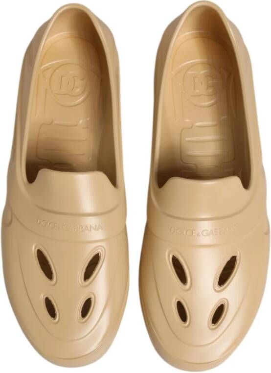 Dolce & Gabbana Beige Rubber Slides Lage Top Sneakers
