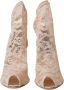 Dolce & Gabbana Beige Stretch Taormina Veterschoenen Schoenen Beige Dames - Thumbnail 10