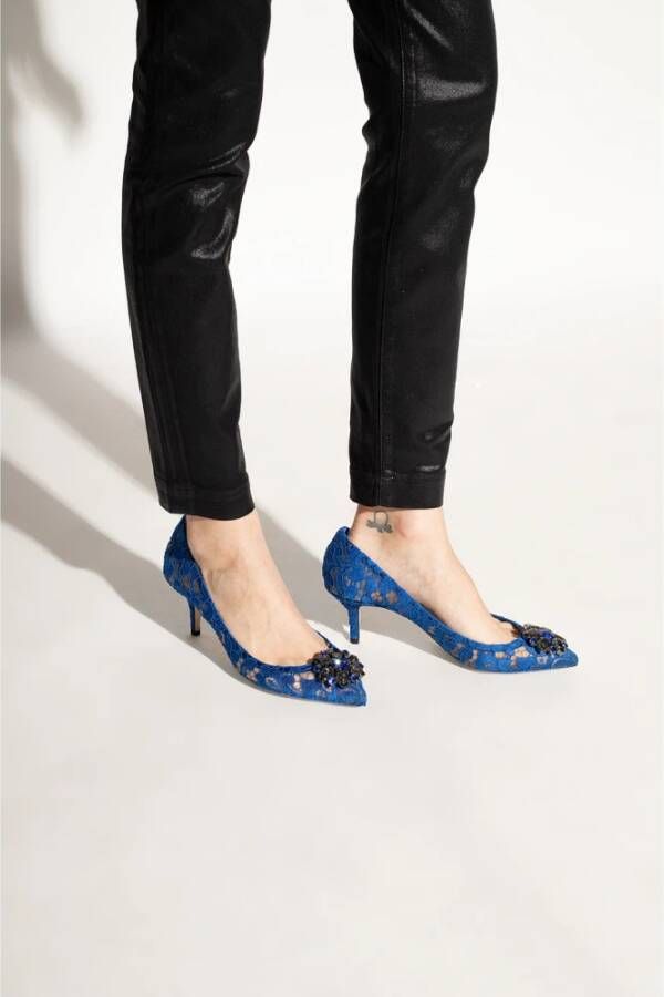 Dolce & Gabbana Bellucci kanten stiletto pumps Blue Dames