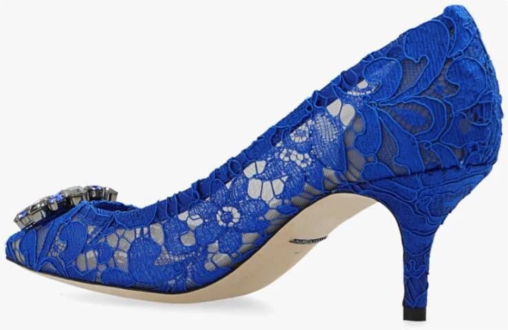 Dolce & Gabbana Bellucci kanten stiletto pumps Blue Dames