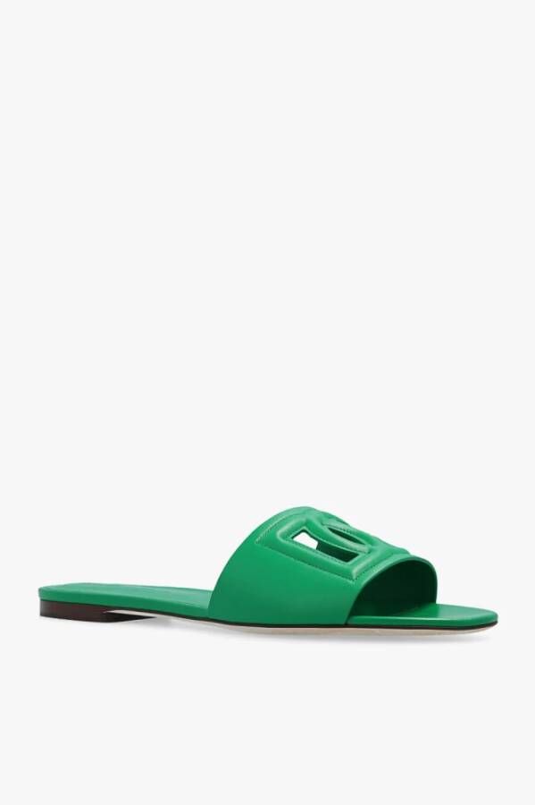 Dolce & Gabbana Bianca leather slides Groen Dames