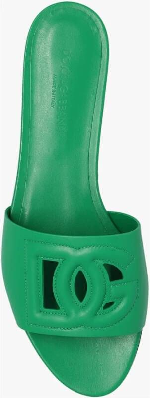 Dolce & Gabbana Bianca leather slides Groen Dames