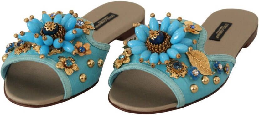 Dolce & Gabbana Teenslippers Sliders Blauw Dames