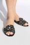 Dolce & Gabbana Black Taormina Lace Crystal Bianca Slides Shoes Zwart Dames - Thumbnail 4