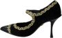 Dolce & Gabbana Elegante Zwarte Fluwelen Gouden Geborduurde Pumps Black Dames - Thumbnail 7