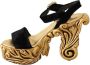 Dolce & Gabbana Black Gold Baroque Velvet Heels Crystal Shoes Zwart Dames - Thumbnail 2