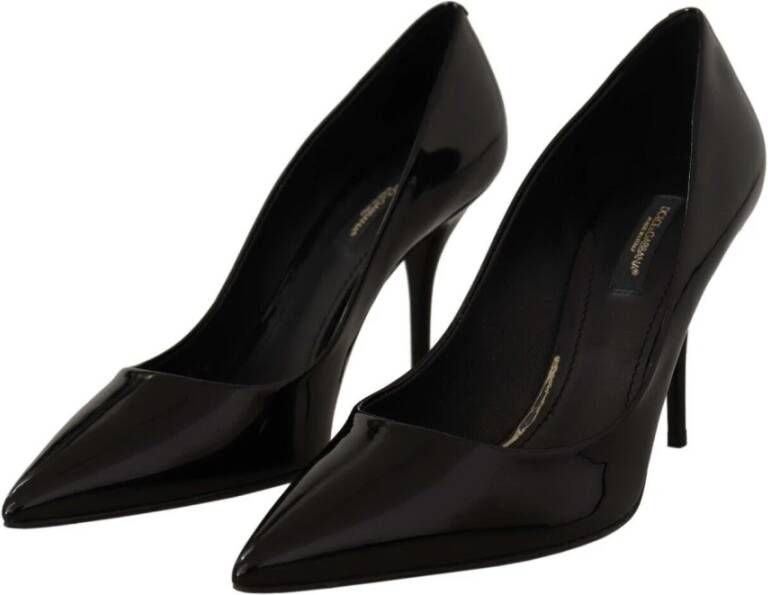 Dolce & Gabbana Black High Heels Pumps Patent Leather Shoes Zwart Dames