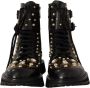Dolce & Gabbana Black Leather Crystal Embellished Boots Shoes Zwart Heren - Thumbnail 2