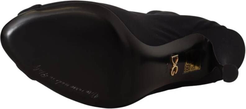 Dolce & Gabbana Black Stretch Short Ankle Boots Shoes Zwart Dames