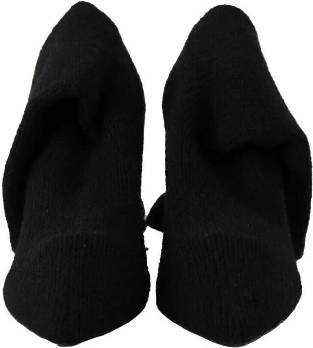Dolce & Gabbana Black Stretch Socks Knee High Booties Shoes Zwart Dames