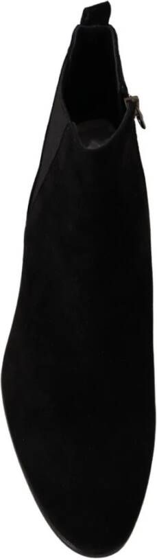 Dolce & Gabbana Black Suede Leather Chelsea Mens Boots Shoes Zwart Heren