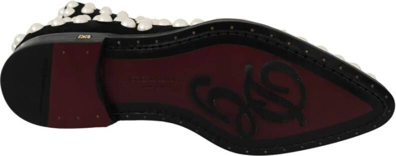 Dolce & Gabbana Black Suede Pearl Studs Boots Shoes Zwart Dames