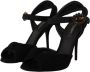 Dolce & Gabbana Black Tulle Stretch Ankle Buckle Strap Shoes Zwart Dames - Thumbnail 2