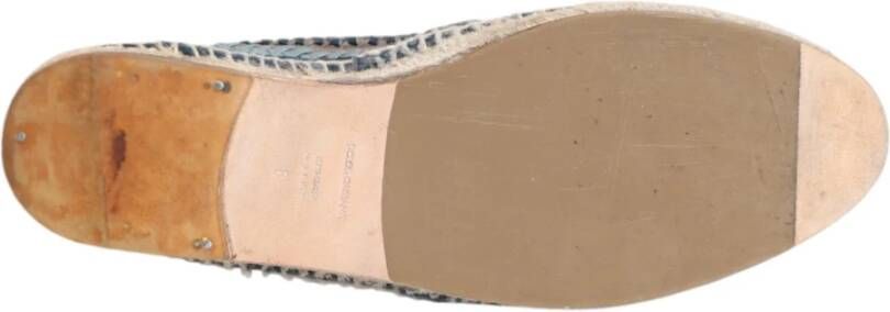 Dolce & Gabbana Blauw Grijs Geweven Leren Espadrilles Schoenen