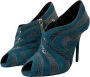 Dolce & Gabbana Blauwe Teal Snakeskin Peep Toe Booties Blue Dames - Thumbnail 6