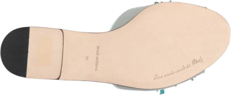 Dolce & Gabbana Blauw Zilver Kraal Versier Slide Sandalen