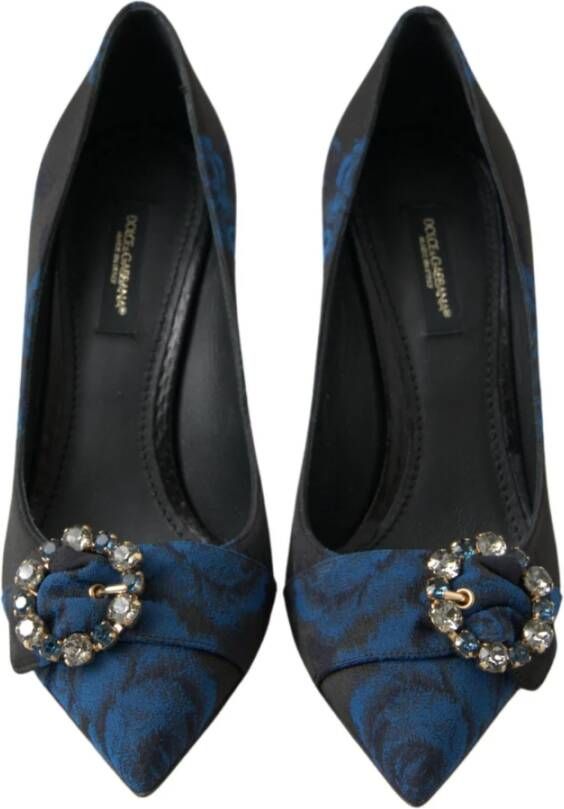 Dolce & Gabbana Blauwe Bloemen Kristal Hakken Blue Dames