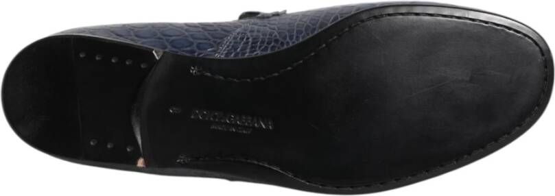 Dolce & Gabbana Blauwe exotische leren instaploafers