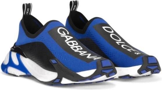 Dolce & Gabbana Blauwe Gebreide Sneakers Blue Heren