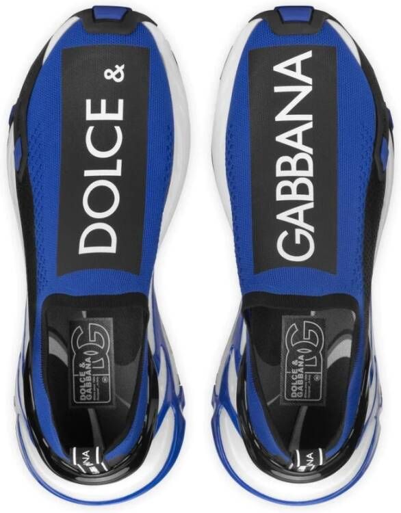 Dolce & Gabbana Blauwe Gebreide Sneakers Blue Heren