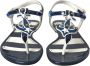 Dolce & Gabbana Blauwe Gestreepte Platte Sandalen Multicolor Dames - Thumbnail 2