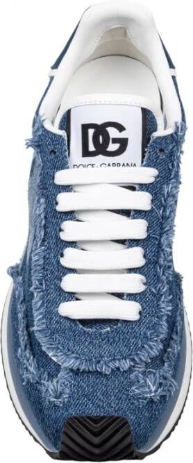 Dolce & Gabbana Blauwe Jeans Denim Kussen Sneakers Blue Heren