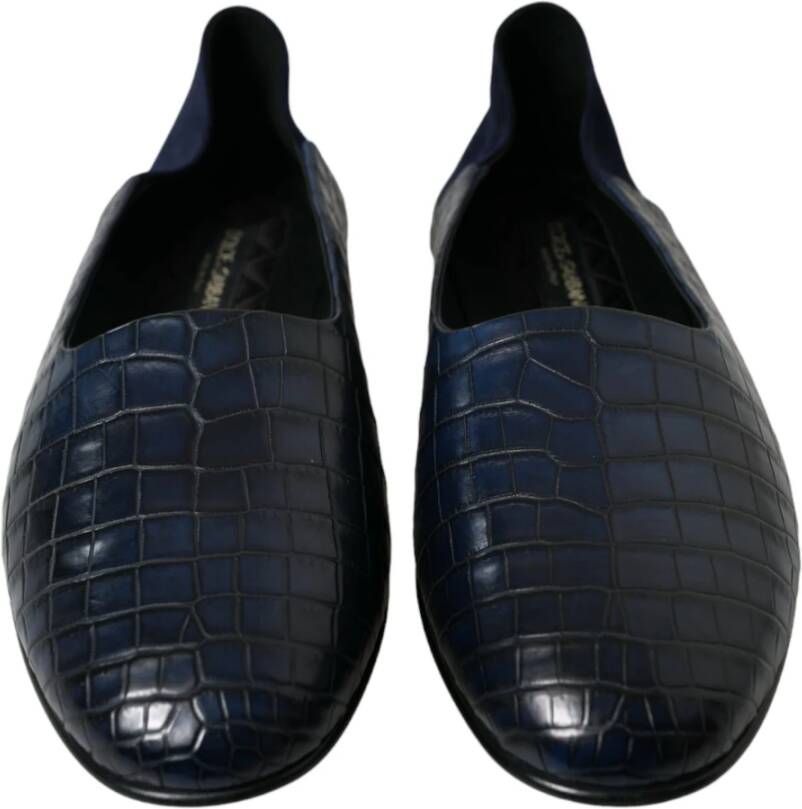 Dolce & Gabbana Blauwe Krokodillenleren Loafers Blue Heren