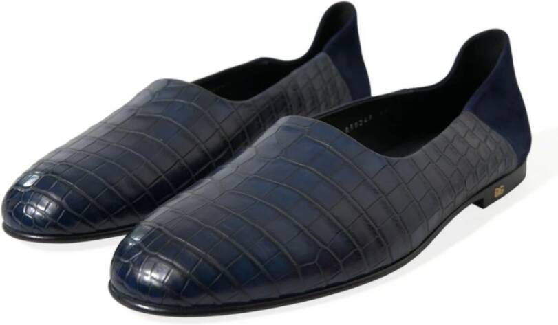 Dolce & Gabbana Blauwe Krokodillenleren Loafers Blue Heren