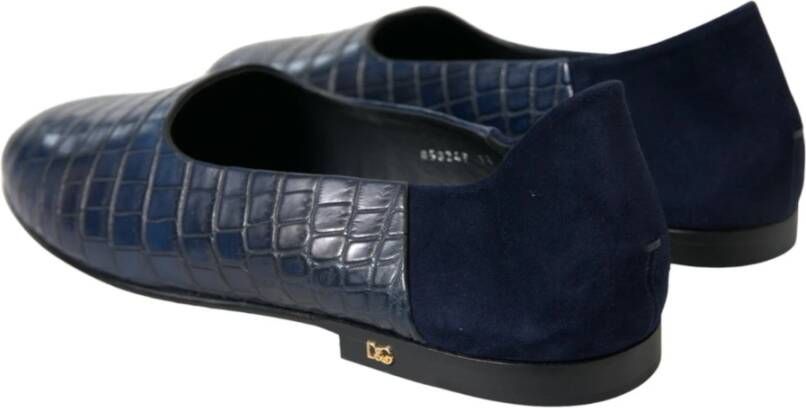 Dolce & Gabbana Blauwe Krokodillenleren Loafers Blue Heren