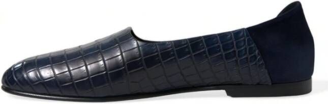 Dolce & Gabbana Blauwe Krokodillenleren Loafers Blue Heren