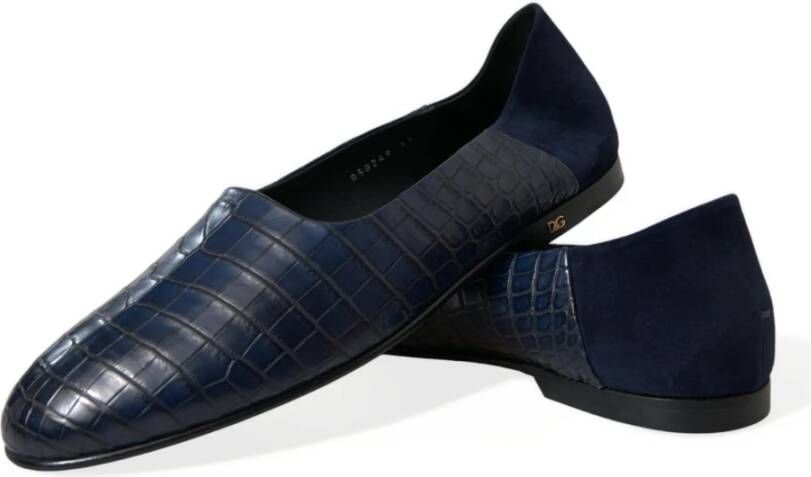 Dolce & Gabbana Blauwe Krokodillenleren Loafers Blue Heren